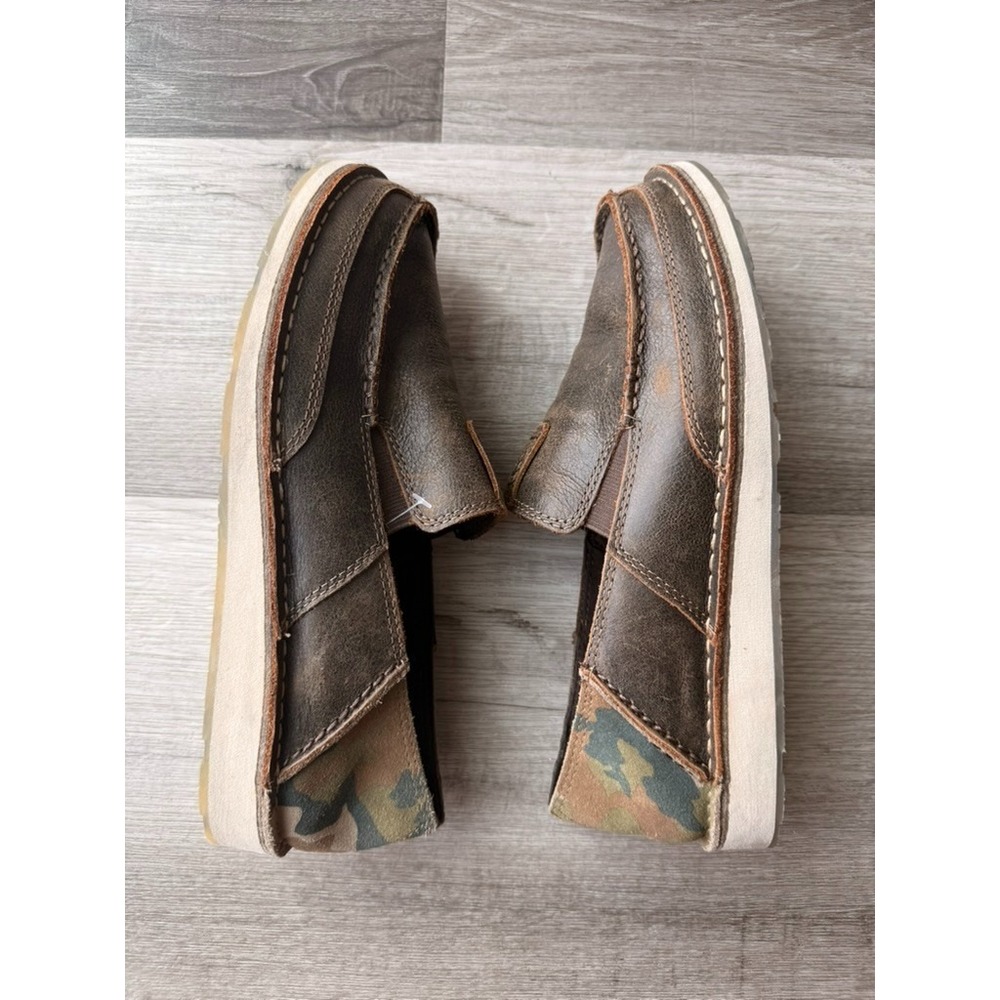 Ariat Cruiser Men 8EE Brown Leather Slip On Camo Heel Casual Loafer Shoe - Picture 4 of 7